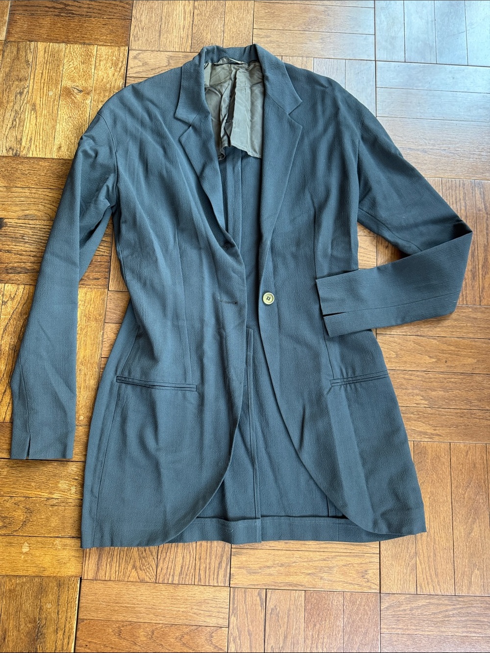 Romeo Gigli Slate Blue Single-Button Blazer